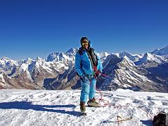 13 05 Climbing Sherpa Palde On Mera Peak Eastern Summit With Gyachung Kang, Nuptse, Everest, Lhotse, Shartse, Peak 41, Baruntse, P6770, Makalu My climbing Sherpa Palde on the Mera Peak Eastern Summit (6350m) with Gyachung Kang, Pumori, Malanphulan, Ama Dablam, Nuptse, Everest), Lhotse, Shartse, Peak 41, Baruntse, P6770, Kangchungtse and Makalu.